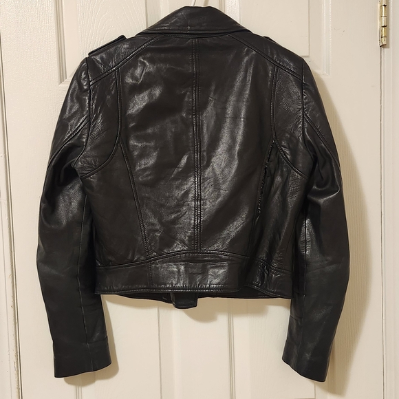LAMARQUE Dark Leather Biker Jacket - Picture 5 of 6